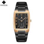 Wwoor 2024 novos relógios femininos de ouro criativo aço pulseira relógios de pulso senhoras quadrado à prova dwaterproof água feminino relogio feminino