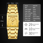 Wwoor-relógio masculino de quartzo, aço inoxidável, ouro, à prova d'água, com data quadrada, marca de luxo, para homens