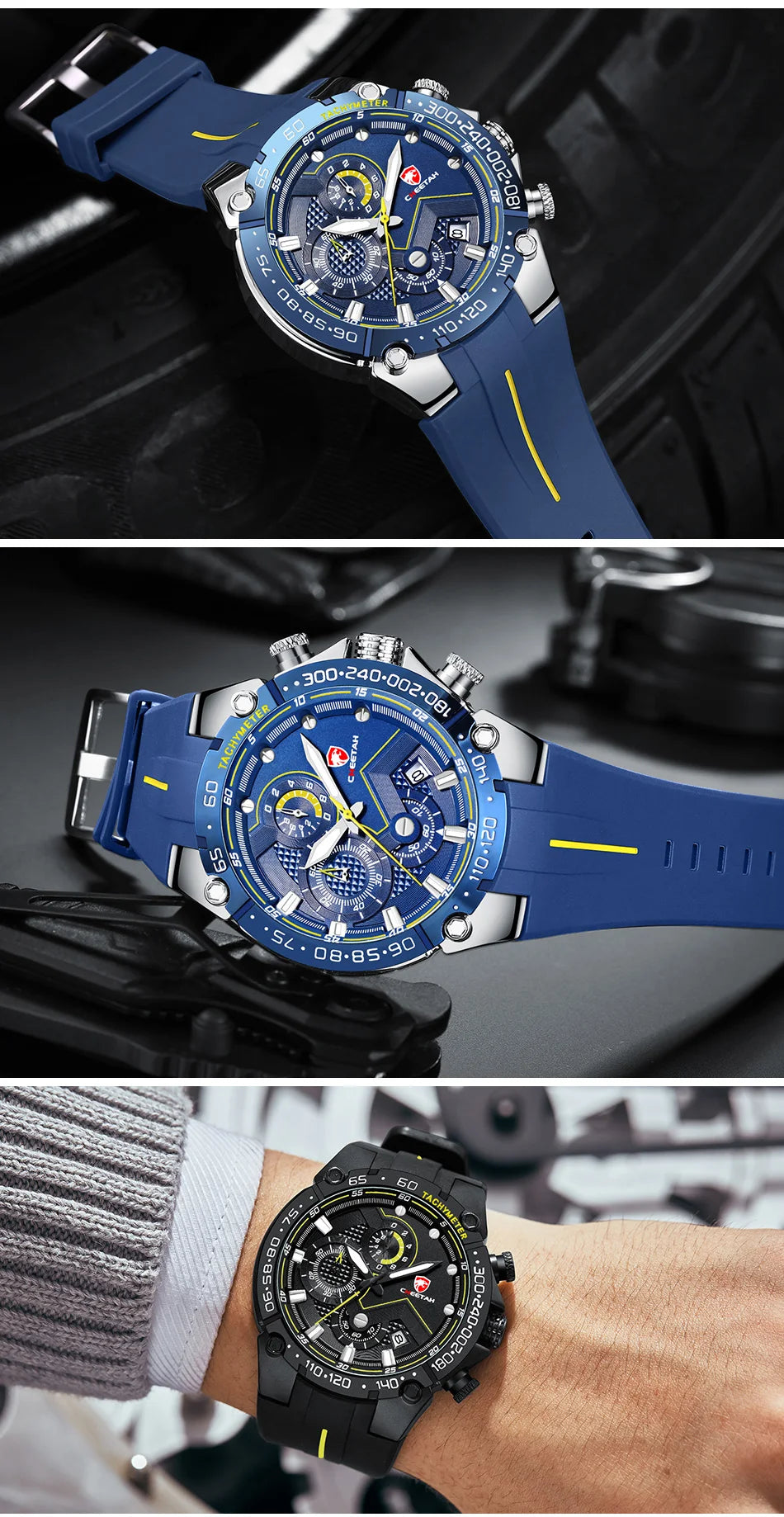 Cheetah novos relógios dos homens marca de luxo grande dial relógio masculino à prova dwaterproof água quartzo relógio pulso esportes cronógrafo relogio masculino