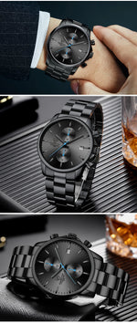 Novo cheetah relógio masculino marca de luxo negócios preto relógios quartzo dos homens à prova dwaterproof água cronógrafo esporte relógio pulso data masculino