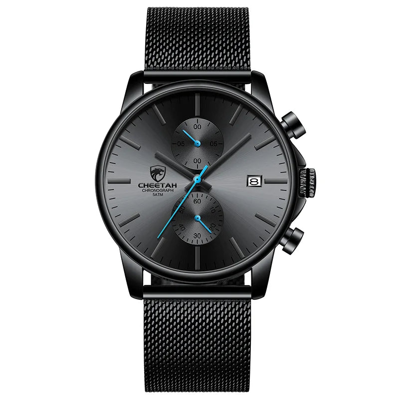 Novo cheetah relógio masculino marca de luxo negócios preto relógios quartzo dos homens à prova dwaterproof água cronógrafo esporte relógio pulso data masculino