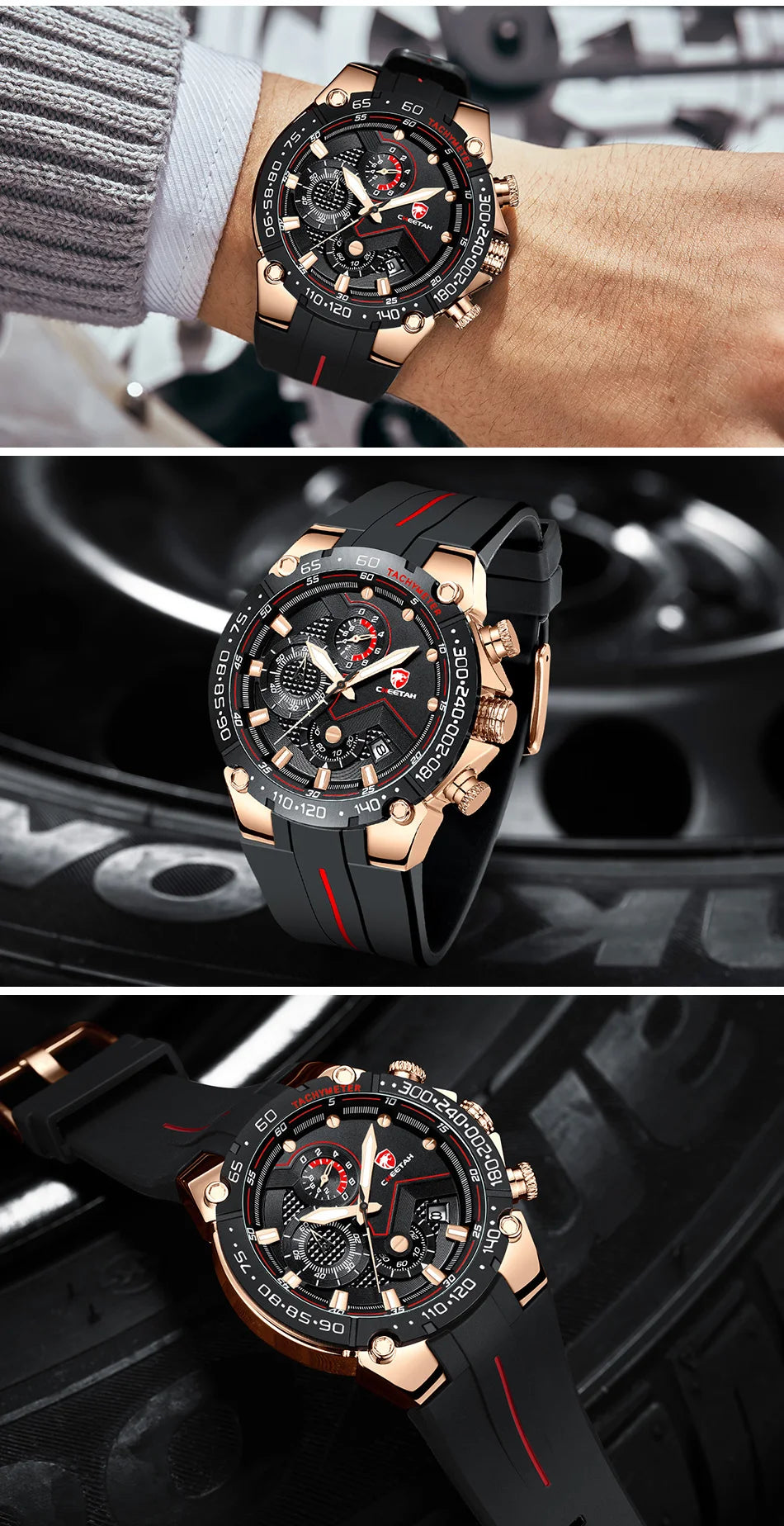 Cheetah novos relógios dos homens marca de luxo grande dial relógio masculino à prova dwaterproof água quartzo relógio pulso esportes cronógrafo relogio masculino