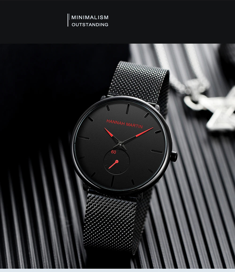 Dropship moda design simples à prova dwaterproof água malha de aço inoxidável pequeno mostrador relógios masculinos marca superior luxo quartzo relogio masculino