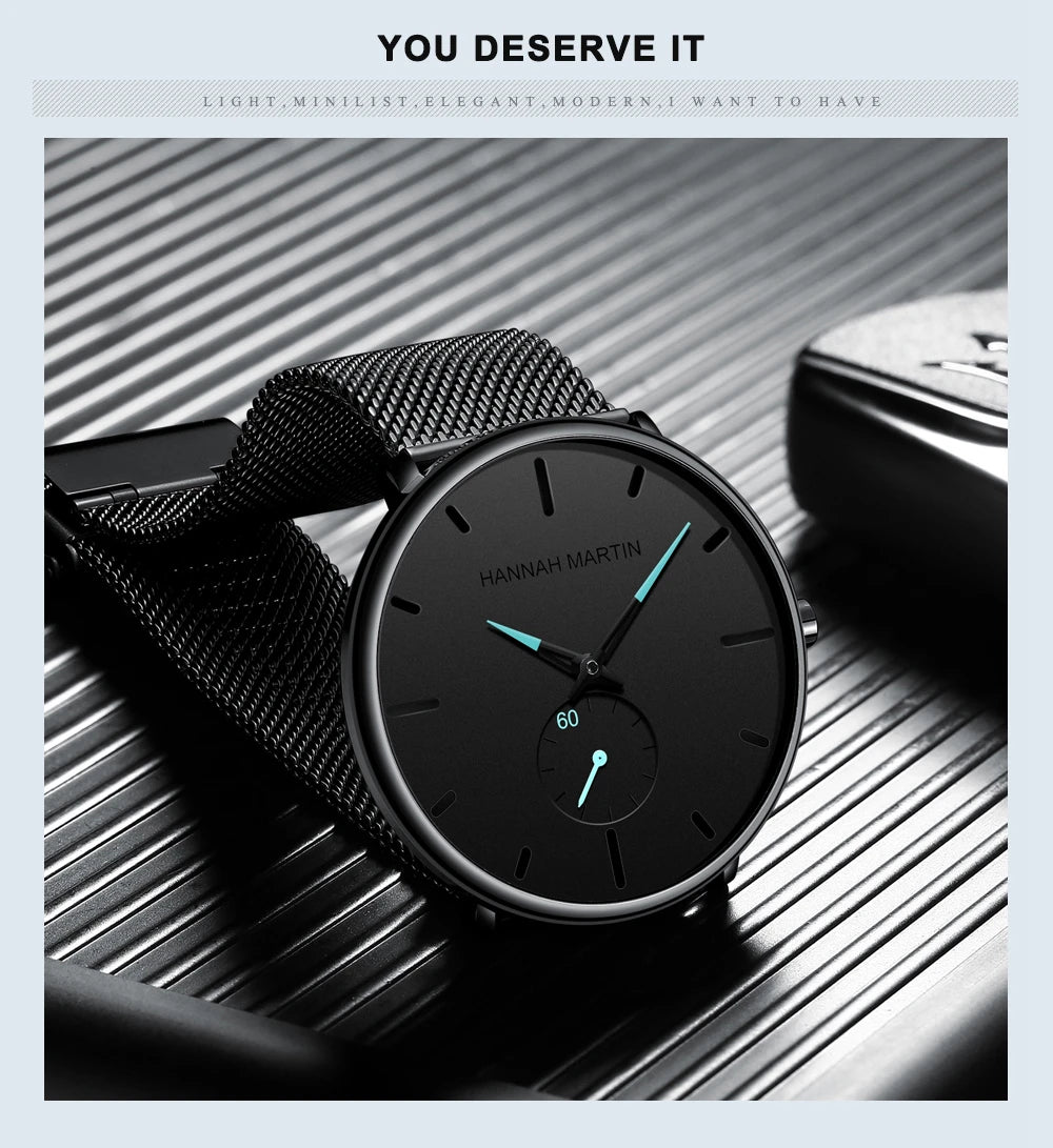 Dropship moda design simples à prova dwaterproof água malha de aço inoxidável pequeno mostrador relógios masculinos marca superior luxo quartzo relogio masculino