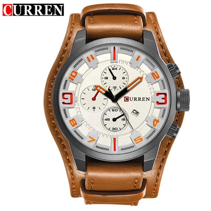 Relógio Masculino de Luxo Curren com Pulseira de Couro - ELITAN RELÓGIO