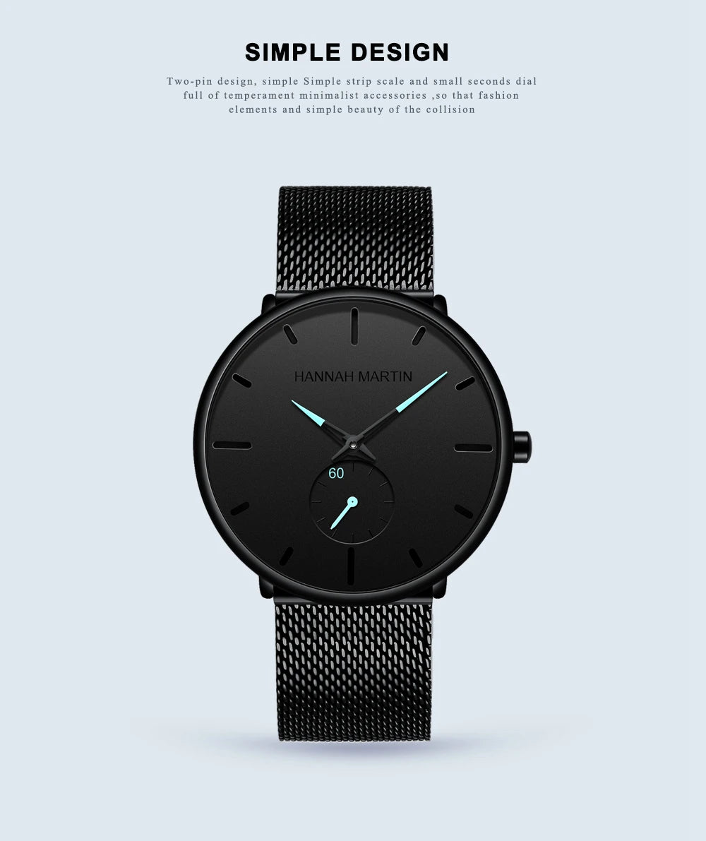 Dropship moda design simples à prova dwaterproof água malha de aço inoxidável pequeno mostrador relógios masculinos marca superior luxo quartzo relogio masculino