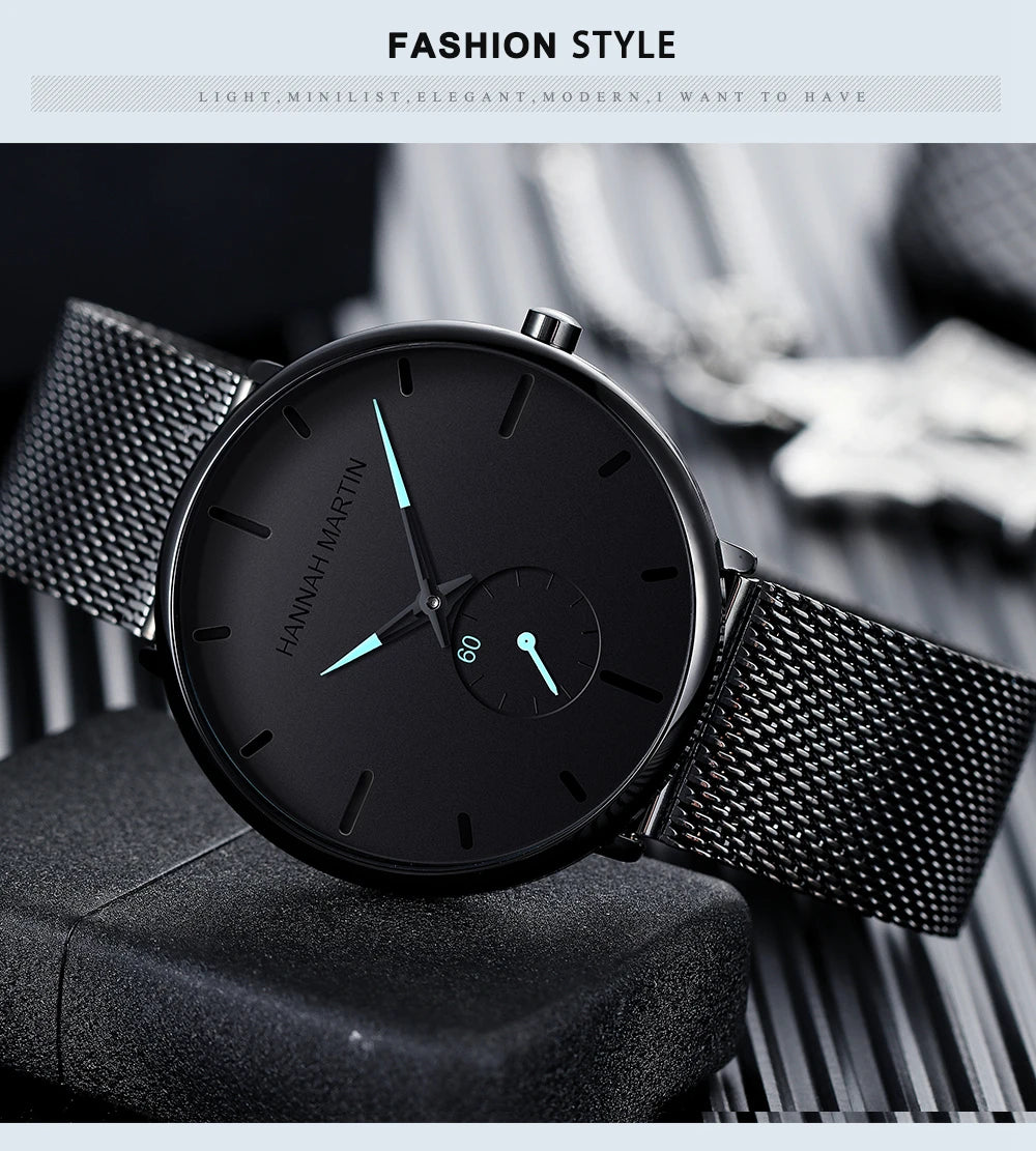 Dropship moda design simples à prova dwaterproof água malha de aço inoxidável pequeno mostrador relógios masculinos marca superior luxo quartzo relogio masculino