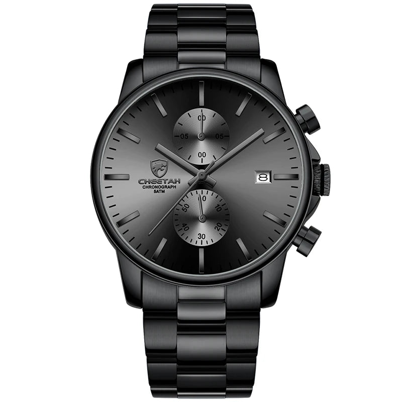Novo cheetah relógio masculino marca de luxo negócios preto relógios quartzo dos homens à prova dwaterproof água cronógrafo esporte relógio pulso data masculino