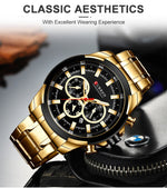 Curren relógios masculinos marca superior grande esporte relógio de luxo militar aço quartzo relógios pulso cronógrafo design ouro relógio masculino