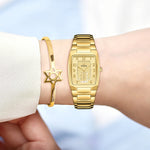 Wwoor 2024 novos relógios femininos de ouro criativo aço pulseira relógios de pulso senhoras quadrado à prova dwaterproof água feminino relogio feminino