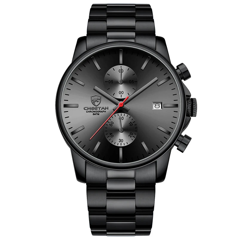 Novo cheetah relógio masculino marca de luxo negócios preto relógios quartzo dos homens à prova dwaterproof água cronógrafo esporte relógio pulso data masculino
