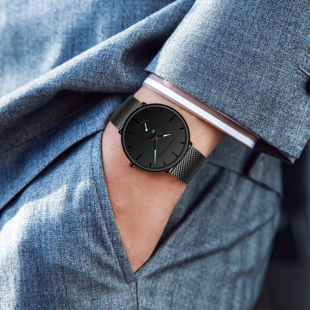 Dropship moda design simples à prova dwaterproof água malha de aço inoxidável pequeno mostrador relógios masculinos marca superior luxo quartzo relogio masculino