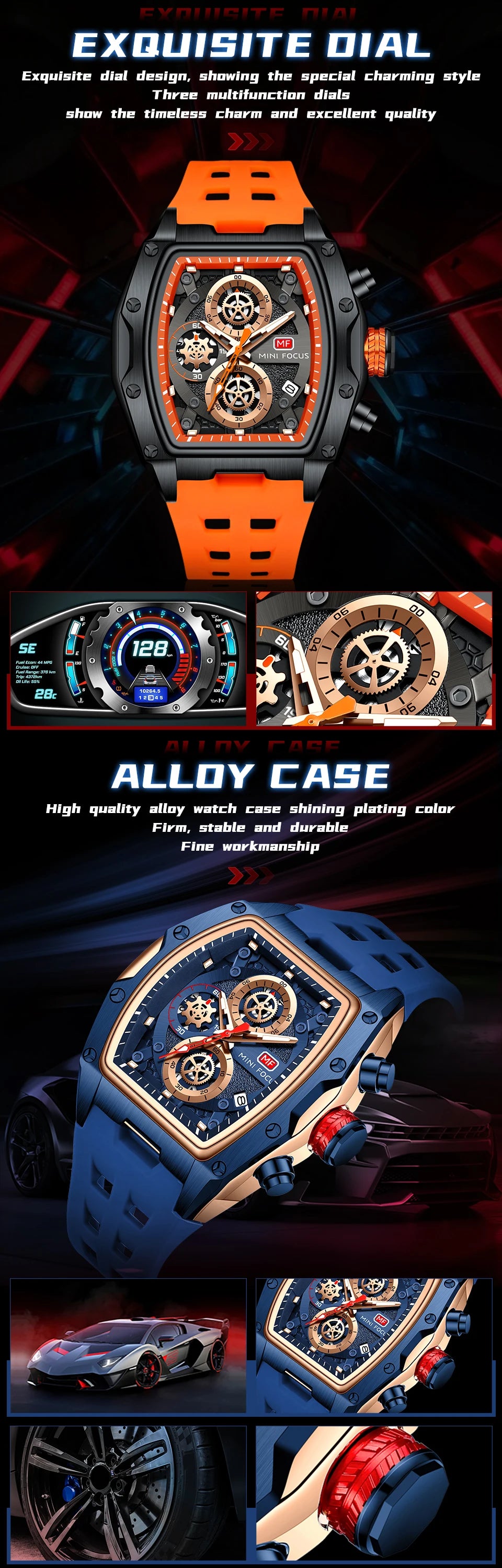 MINI FOCUS Multifuncional Casual Luxo Relógio de Quartzo Relógios para Homens Relógio de Pulso Cronógrafo À Prova D 'Água 0473G