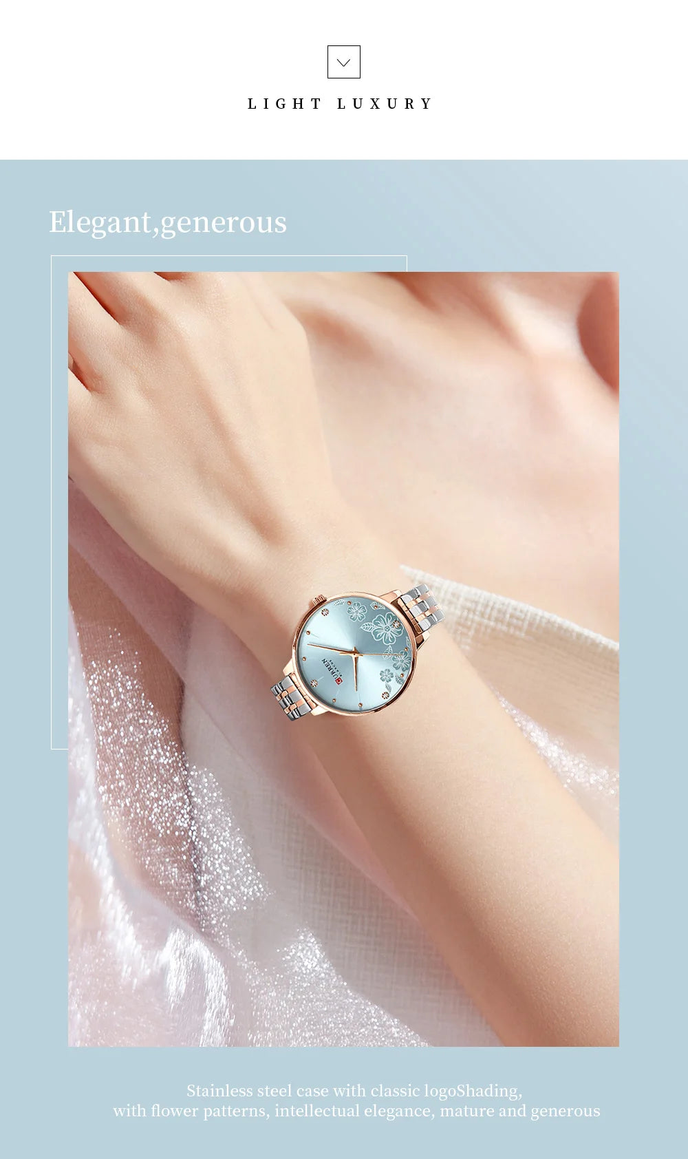 CURREN-quartzo relógios para mulheres, simples pulseira de aço inoxidável, flor Design Dial, moda