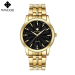 WWOOR-Relógio Masculino De Aço Inoxidável Impermeável De Luxo, Relógio De Quartzo Masculino, Relógios De Moda Casual, Original