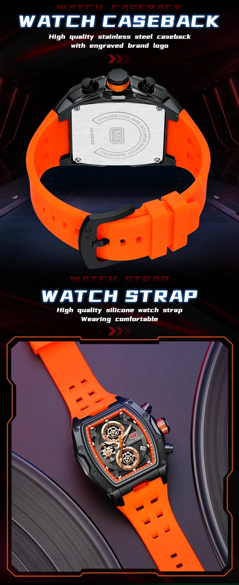 MINI FOCUS Multifuncional Casual Luxo Relógio de Quartzo Relógios para Homens Relógio de Pulso Cronógrafo À Prova D 'Água 0473G