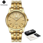 WWOOR-Relógio Masculino De Aço Inoxidável Impermeável De Luxo, Relógio De Quartzo Masculino, Relógios De Moda Casual, Original