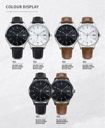 Top marca novo relógio masculino pulseira de couro ultra fino relógio minimalista para homens casual simples quartzo relógios à prova dwaterproof água