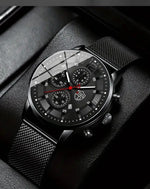 Deyros moda masculina relógios minimalistas negócios casual relógio de quartzo simples masculino malha de aço inoxidável relógio reloj hombre