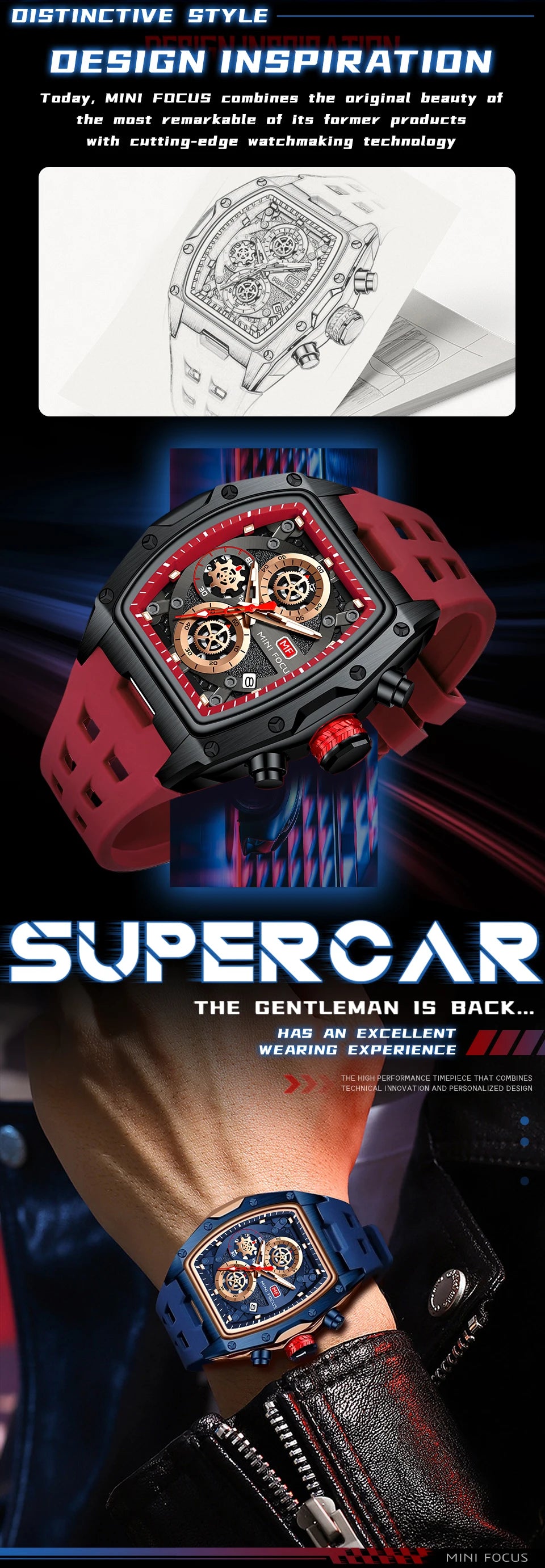 MINI FOCUS Multifuncional Casual Luxo Relógio de Quartzo Relógios para Homens Relógio de Pulso Cronógrafo À Prova D 'Água 0473G