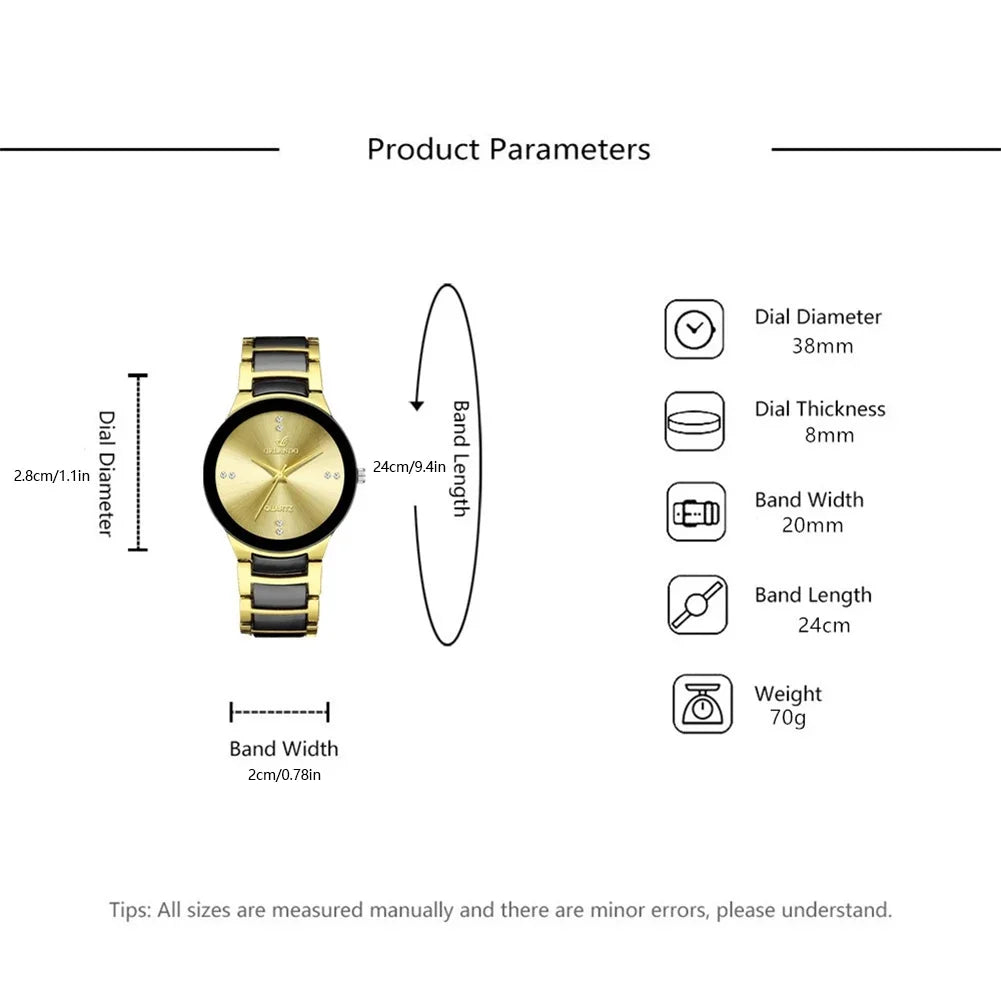 2024 relógios masculinos moda aço inoxidável relógio de quartzo luxo preto ouro dial relógio de pulso requintado novo chegou relógio de negócios