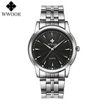 WWOOR-Relógio Masculino De Aço Inoxidável Impermeável De Luxo, Relógio De Quartzo Masculino, Relógios De Moda Casual, Original