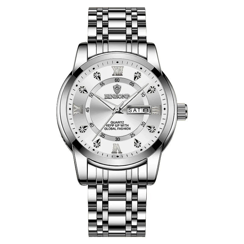 PENGAGAR-Relógio Quartz Masculino, Impermeável, Data Week, Relógio De Pulso Luminoso, Relógios De Aço Inoxidável, Relógio Masculino, Relógio Esportivo