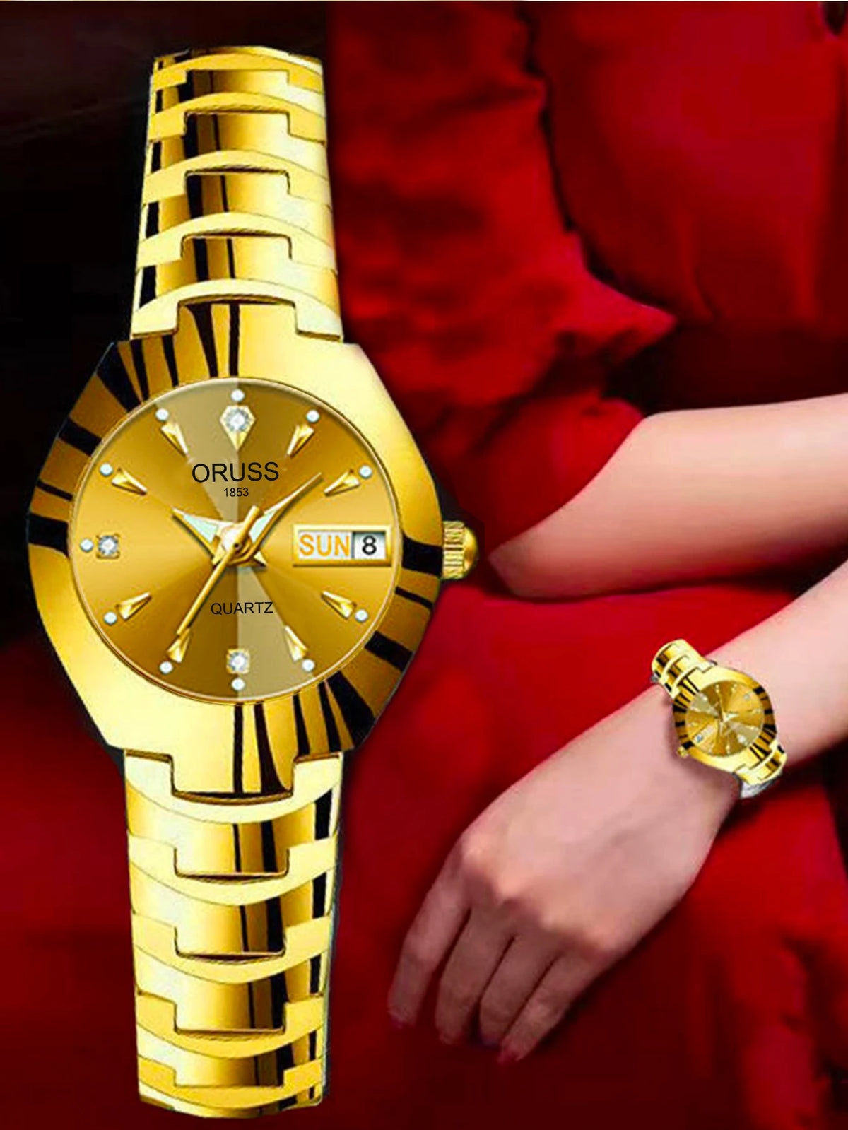 Oruss marca quente relógio feminino de alta qualidade aço inoxidável à prova dwaterproof água ponteiro luminoso semana calendário eleganc relógio quartzo feminino