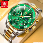 Olevs 2870 relógio masculino 42.5mm grande mostrador cronógrafo fase da lua relógios esportivos à prova dwaterproof água moda original relógio de quartzo para homem 2025