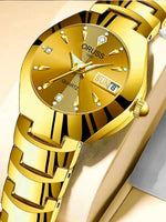 Oruss marca quente relógio feminino de alta qualidade aço inoxidável à prova dwaterproof água ponteiro luminoso semana calendário eleganc relógio quartzo feminino