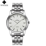 WWOOR-Relógio Masculino De Aço Inoxidável Impermeável De Luxo, Relógio De Quartzo Masculino, Relógios De Moda Casual, Original