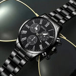 4 pçs moda masculina luxo relógio de pulso de quartzo spearhead pingente colar pulseira anel masculino negócios analógico relógios de aço inoxidável