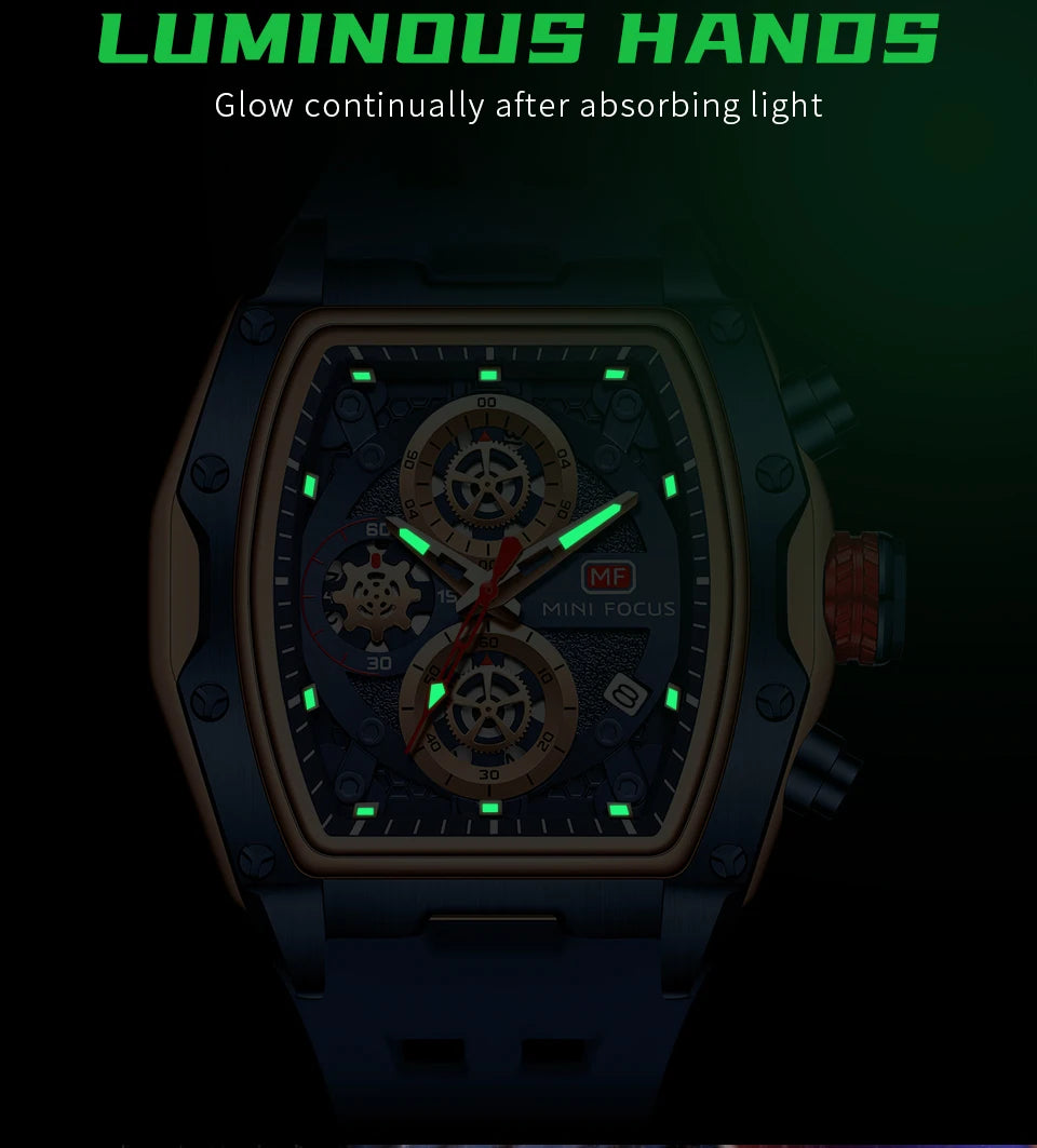 MINI FOCUS Multifuncional Casual Luxo Relógio de Quartzo Relógios para Homens Relógio de Pulso Cronógrafo À Prova D 'Água 0473G
