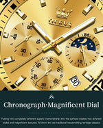 Olevs 2870 relógio masculino 42.5mm grande mostrador cronógrafo fase da lua relógios esportivos à prova dwaterproof água moda original relógio de quartzo para homem 2025