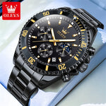 Olevs 2870 relógio masculino 42.5mm grande mostrador cronógrafo fase da lua relógios esportivos à prova dwaterproof água moda original relógio de quartzo para homem 2025