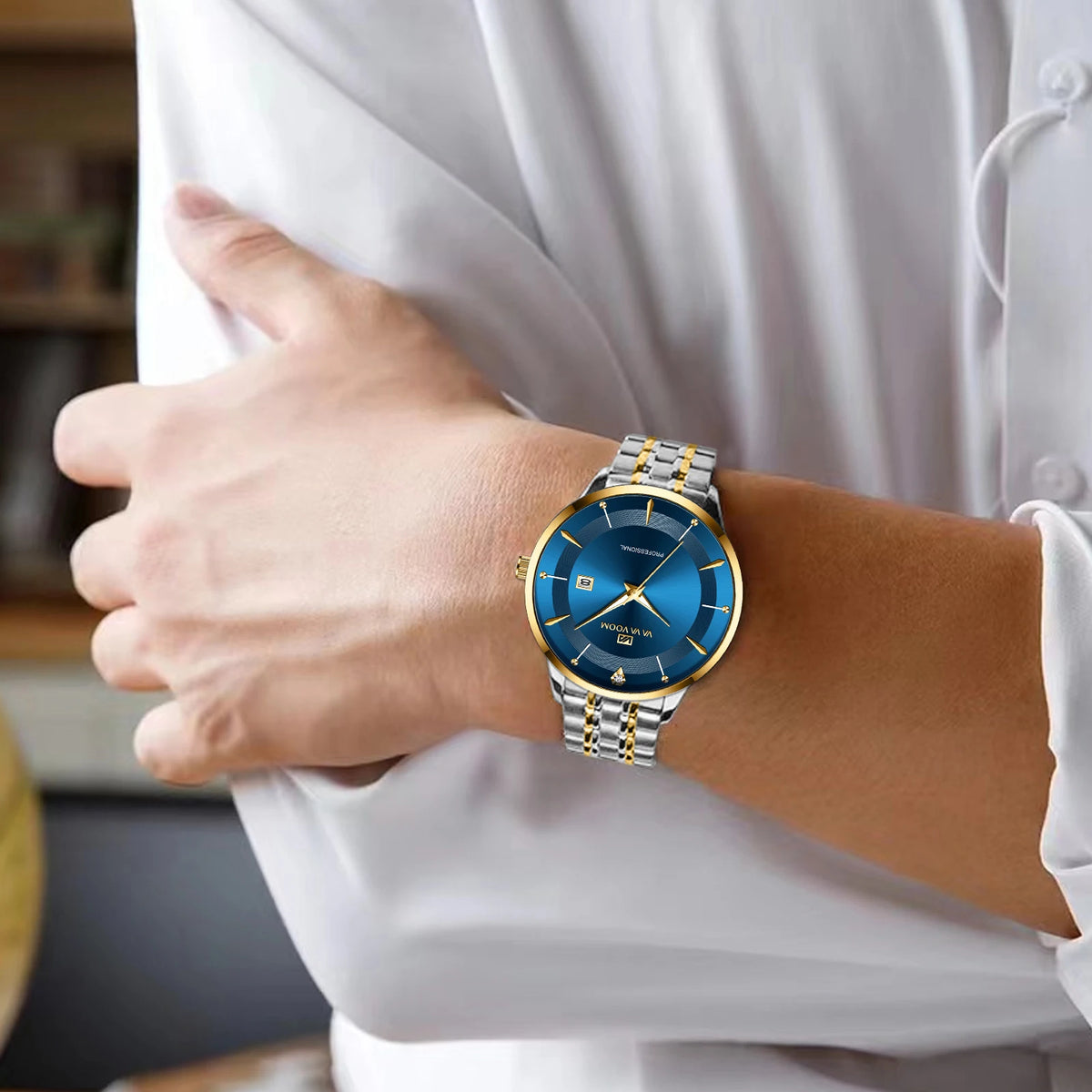 VA VA VOOM Moda Masculina Relógios À Prova D 'Água de Aço Inoxidável Negócios Simples Luz Noturna Data Top Marca Relógio de Quartzo para Homens