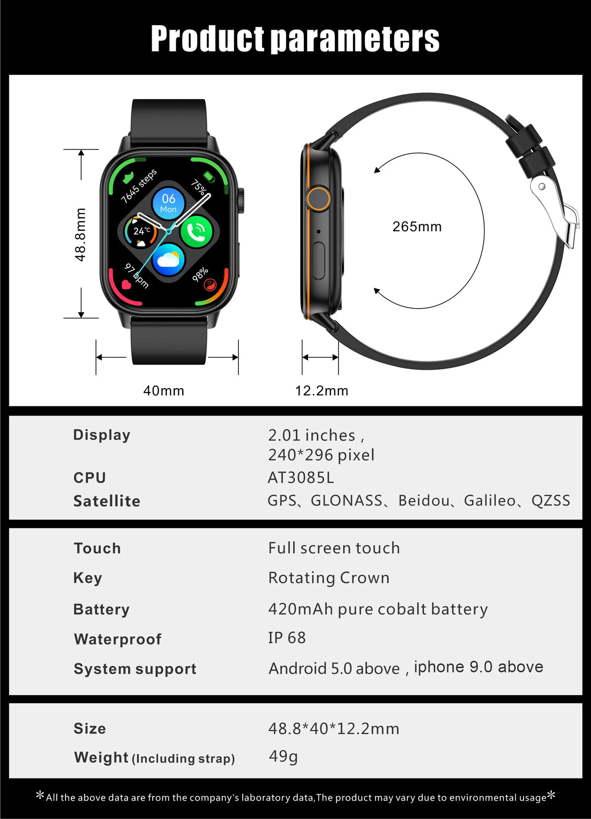 Lige 2025 para android ios gps relógio inteligente feminino 2.01 "tela hd freqüência cardíaca bluetooth chamada bússola ip68 à prova dip68 água masculino smartwatch