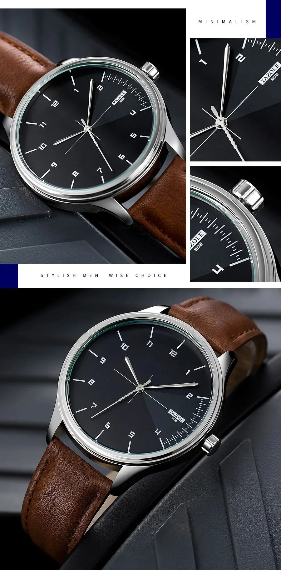 Top marca novo relógio masculino pulseira de couro ultra fino relógio minimalista para homens casual simples quartzo relógios à prova dwaterproof água