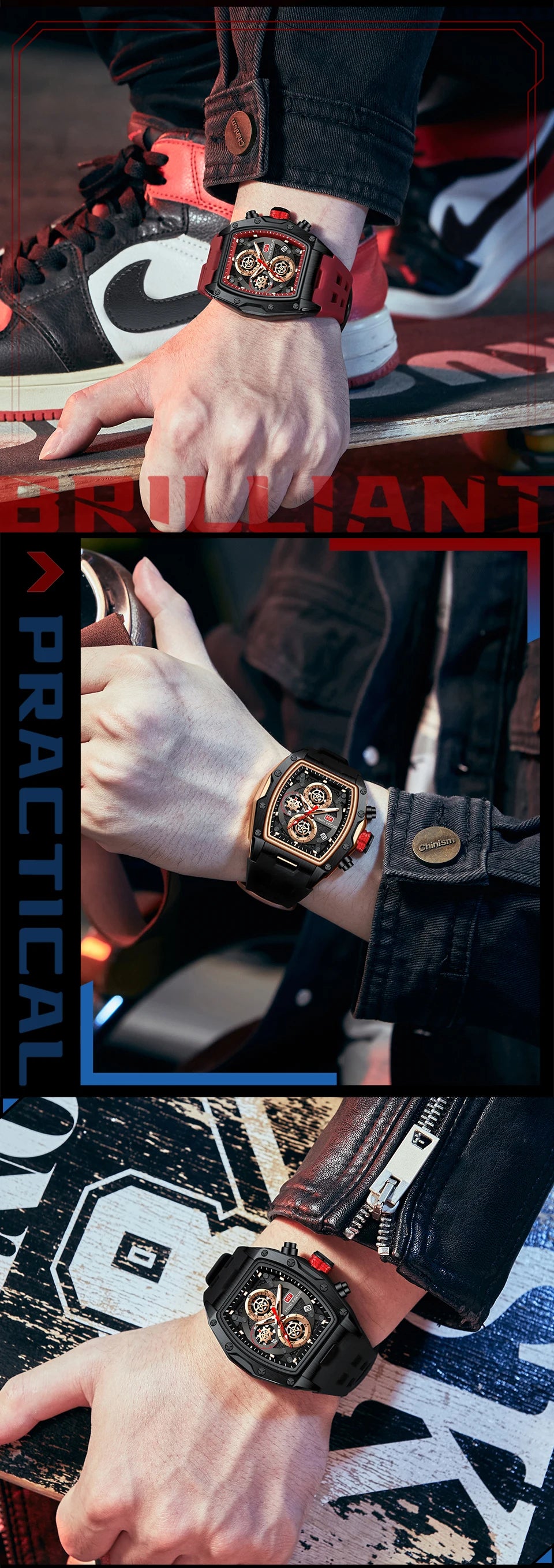 MINI FOCUS Multifuncional Casual Luxo Relógio de Quartzo Relógios para Homens Relógio de Pulso Cronógrafo À Prova D 'Água 0473G