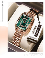 Poedagar relógio de luxo para mulher calendário à prova dwaterproof água alta qualidade senhoras relógio aço inoxidável quartzo relógios femininos elegante + caixa