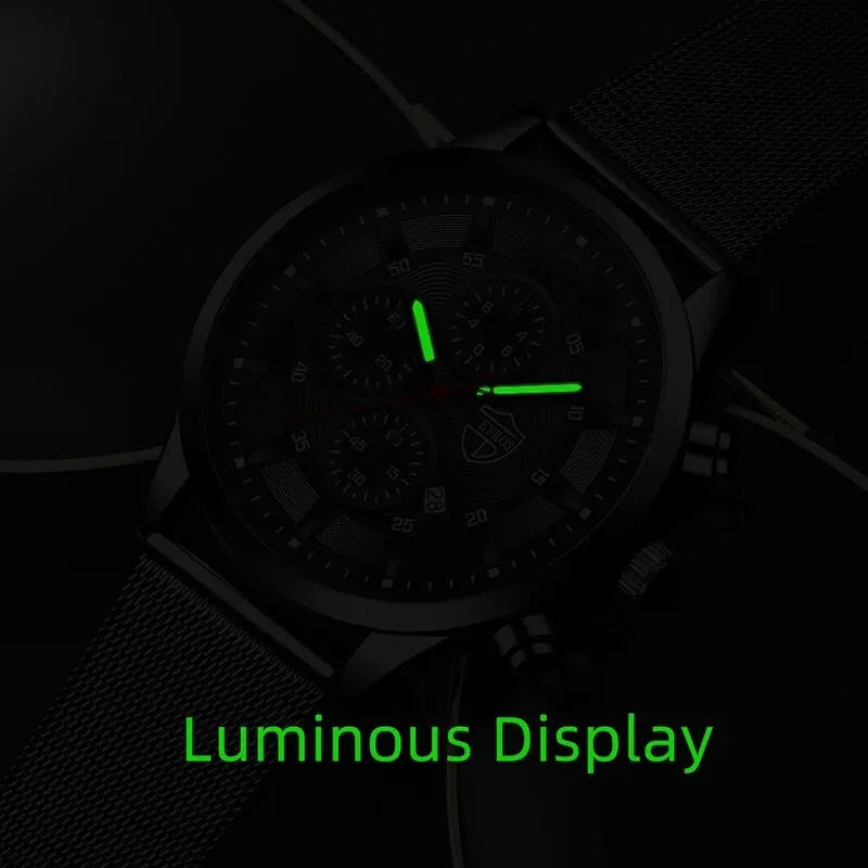 Deyros moda masculina relógios minimalistas negócios casual relógio de quartzo simples masculino malha de aço inoxidável relógio reloj hombre