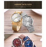 Mini foco 0177 elegante senhoras relógio de quartzo moda luminosa à prova dwaterproof água pulseira metal relógios casuais para mulher relojes de mujer