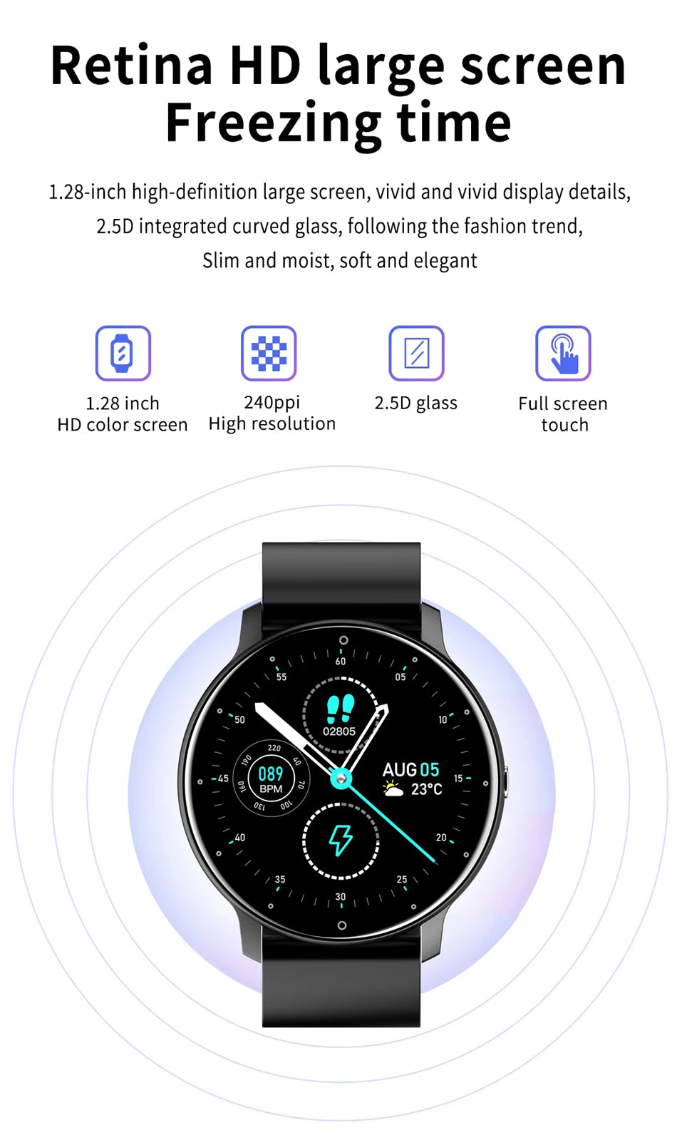 ELITAN RELÓGIO Smartwatch LIGE com Chamada Bluetooth e IP67 à Prova d'Água