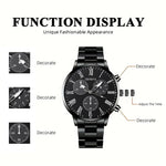 4 pçs moda masculina luxo relógio de pulso de quartzo spearhead pingente colar pulseira anel masculino negócios analógico relógios de aço inoxidável