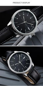 Top marca novo relógio masculino pulseira de couro ultra fino relógio minimalista para homens casual simples quartzo relógios à prova dwaterproof água