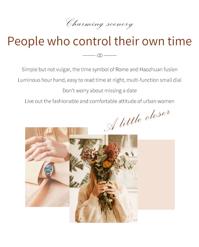 Olevs 5523 marca original relógios femininos moda à prova dwaterproof água pulseira de couro relógio de quartzo para senhora cronógrafo relógio de pulso luminoso