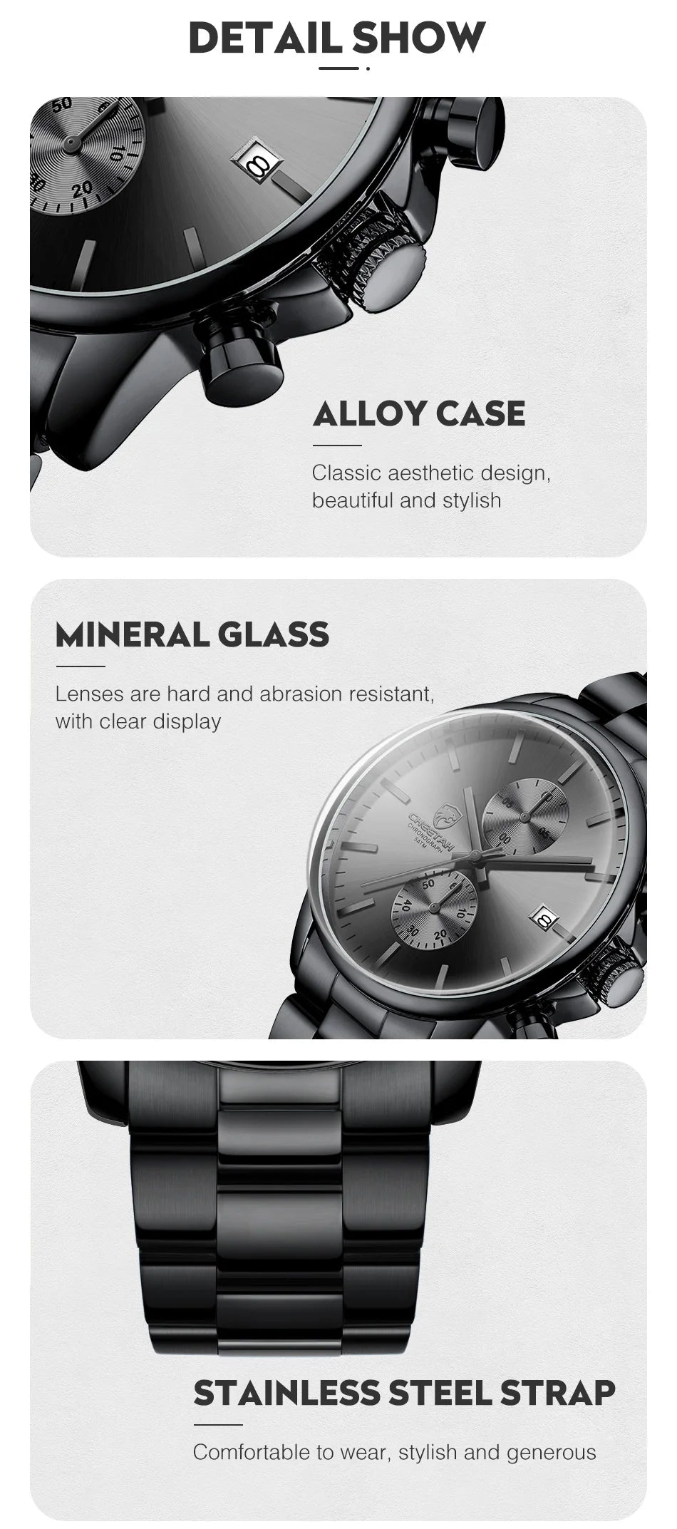 Novo cheetah relógio masculino marca de luxo negócios preto relógios quartzo dos homens à prova dwaterproof água cronógrafo esporte relógio pulso data masculino