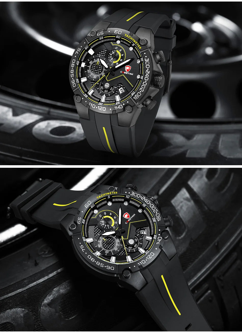 Cheetah novos relógios dos homens marca de luxo grande dial relógio masculino à prova dwaterproof água quartzo relógio pulso esportes cronógrafo relogio masculino