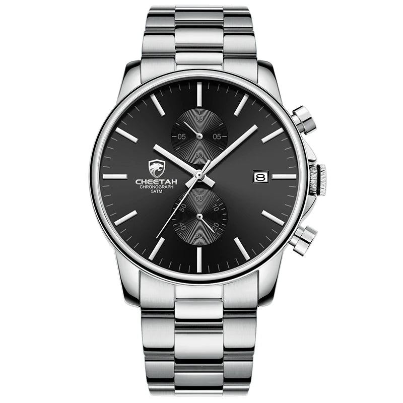 Novo cheetah relógio masculino marca de luxo negócios preto relógios quartzo dos homens à prova dwaterproof água cronógrafo esporte relógio pulso data masculino