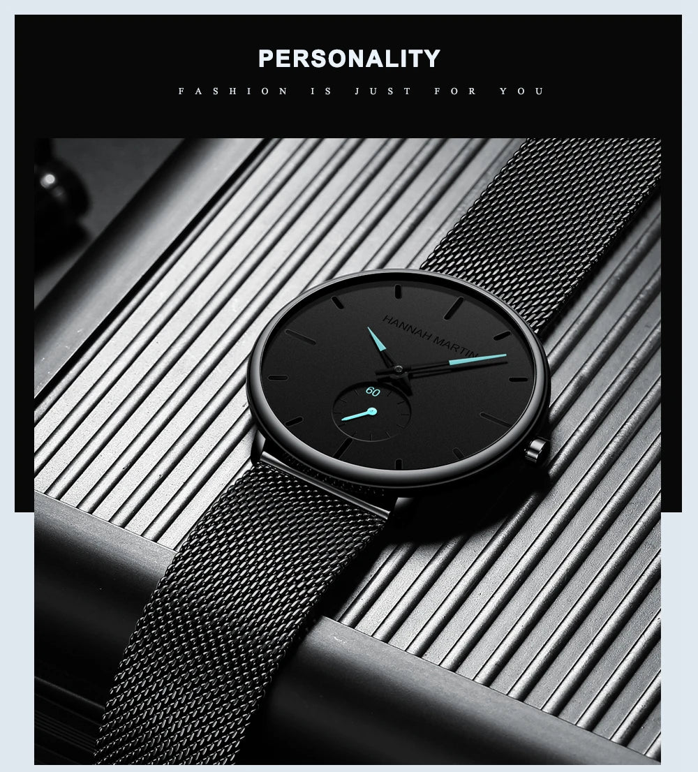 Dropship moda design simples à prova dwaterproof água malha de aço inoxidável pequeno mostrador relógios masculinos marca superior luxo quartzo relogio masculino